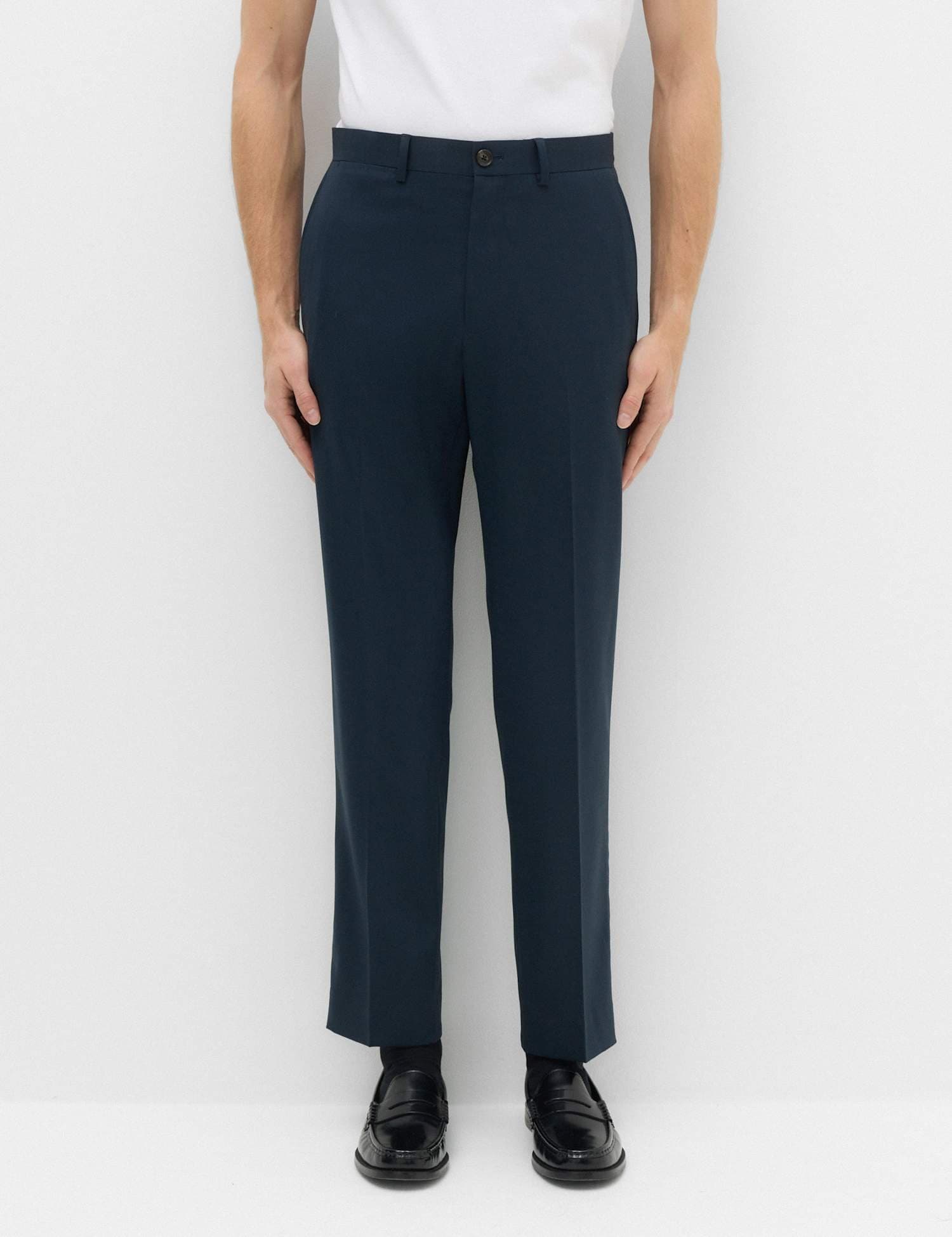 Marks & Spencer M&S Regular Fit Wool Blend Trousers Navy