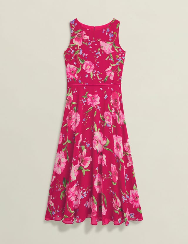 Hobbs London Hobbs London Women's Carly Sleeveless Printed Midi Dress in Fuchsia - 2