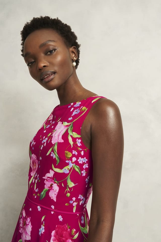 Hobbs London Hobbs London Women's Carly Sleeveless Printed Midi Dress in Fuchsia - 3