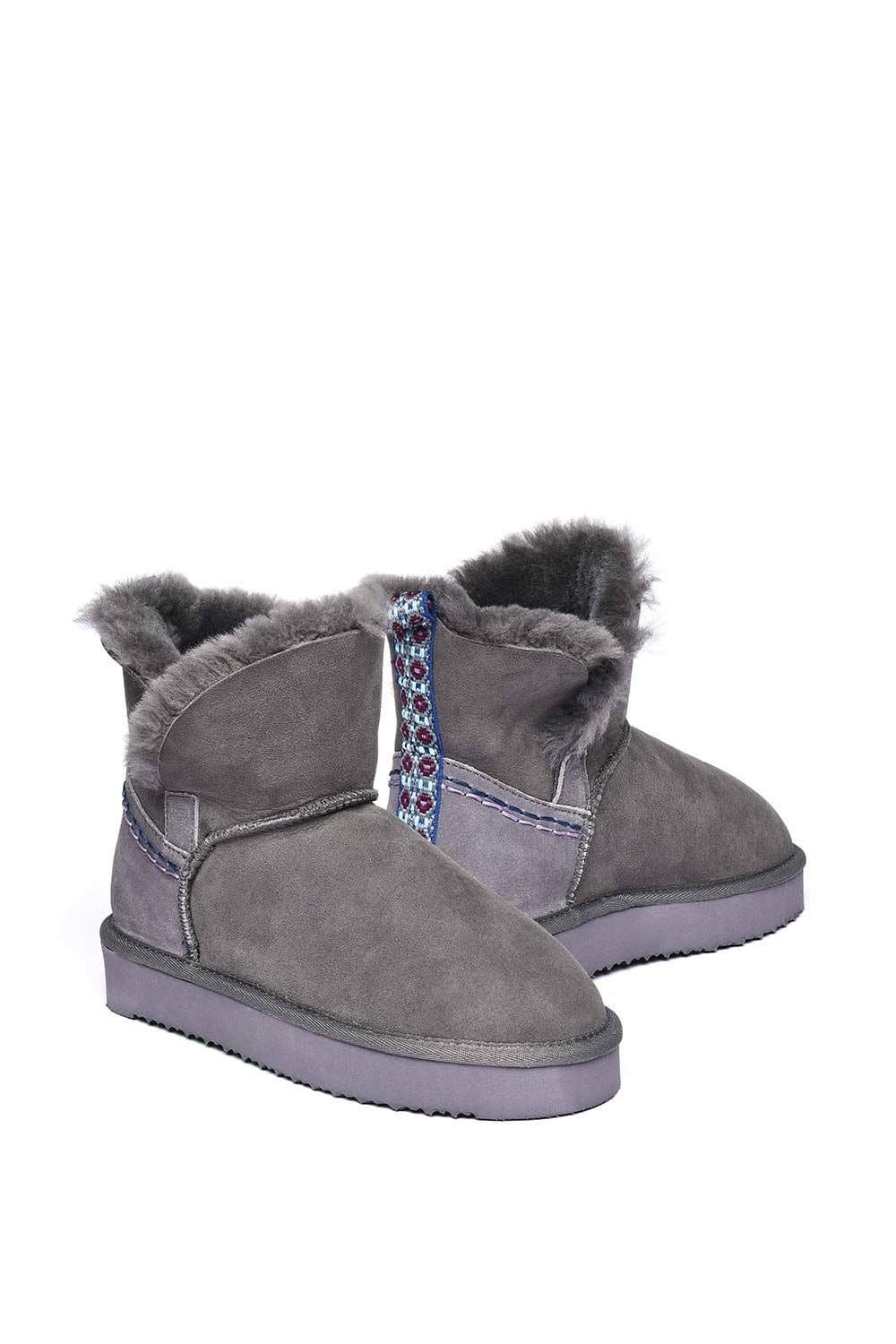Moshulu Moshulu Women's 'Wattle 2' Sheepskin Bootie Slipper in Grey