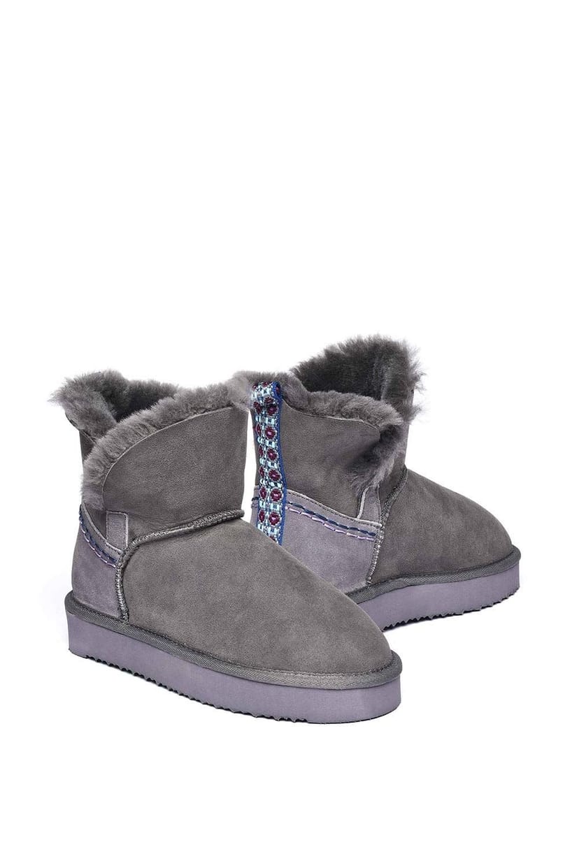 Moshulu Moshulu Women's 'Wattle 2' Sheepskin Bootie Slipper in Grey - 1