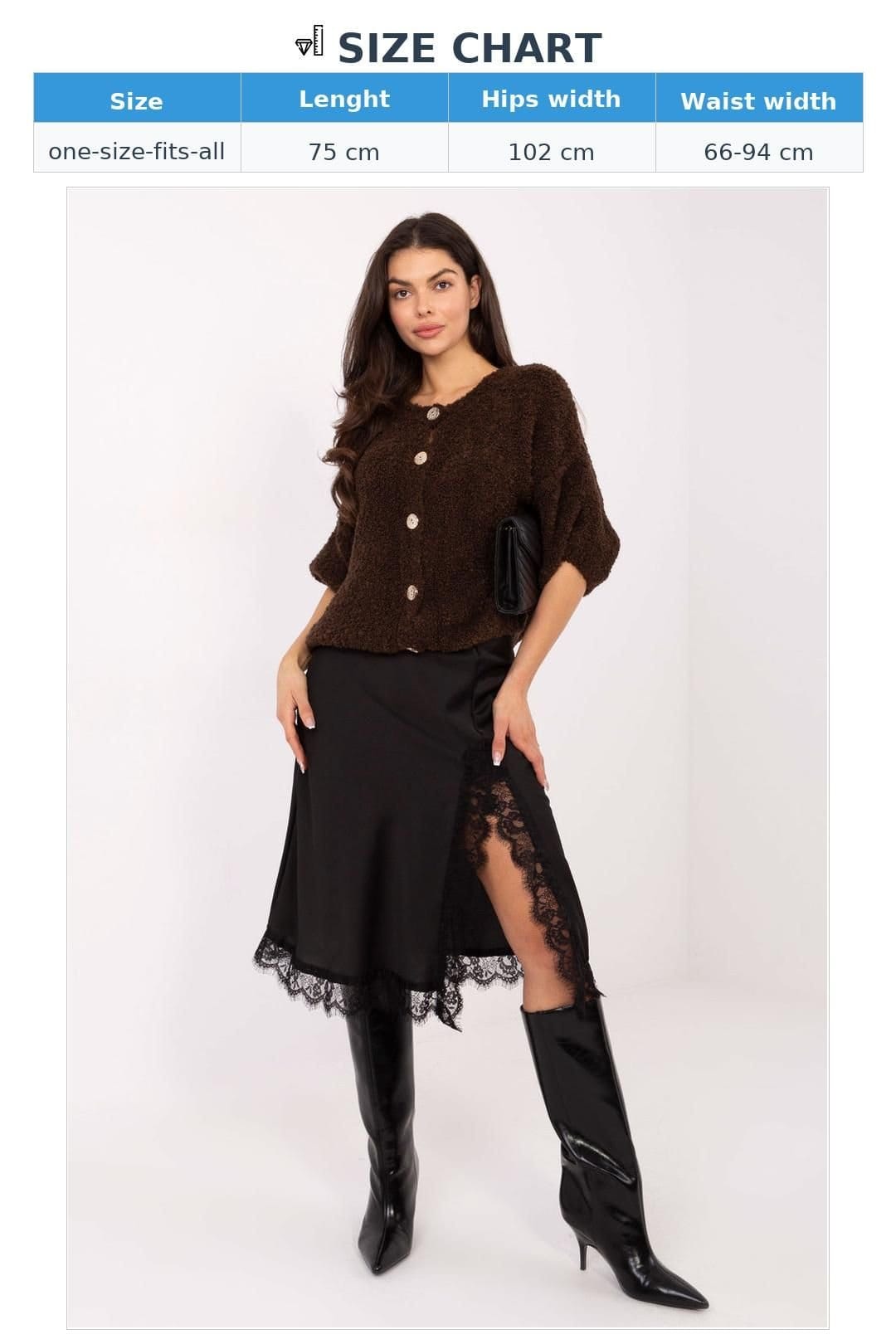 Love Lace Love Lace Women's Elegant Lace Midi Skirt with Slit in Black - 4