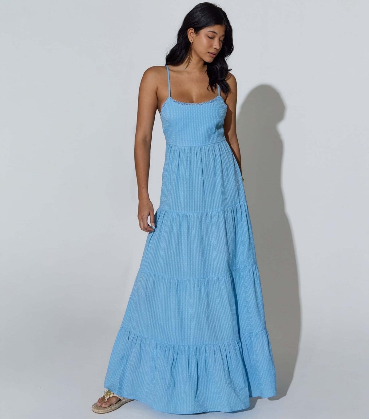 South Beach Women's Blue Tiered Tie Back Maxi Dress South Beach New Look - 4