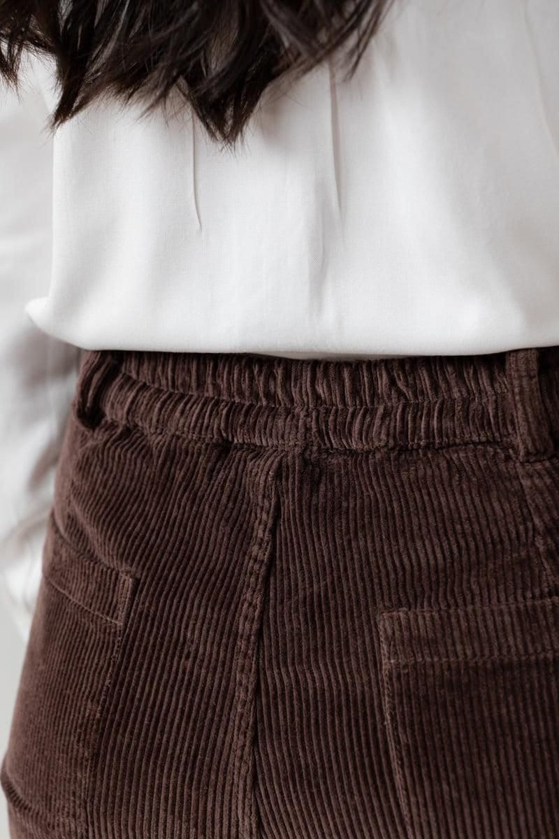 Lily & Me Lily & Me Women's Brookend Stretch Jumbo Cord Tapered Leg Trousers in Chocolate - 4