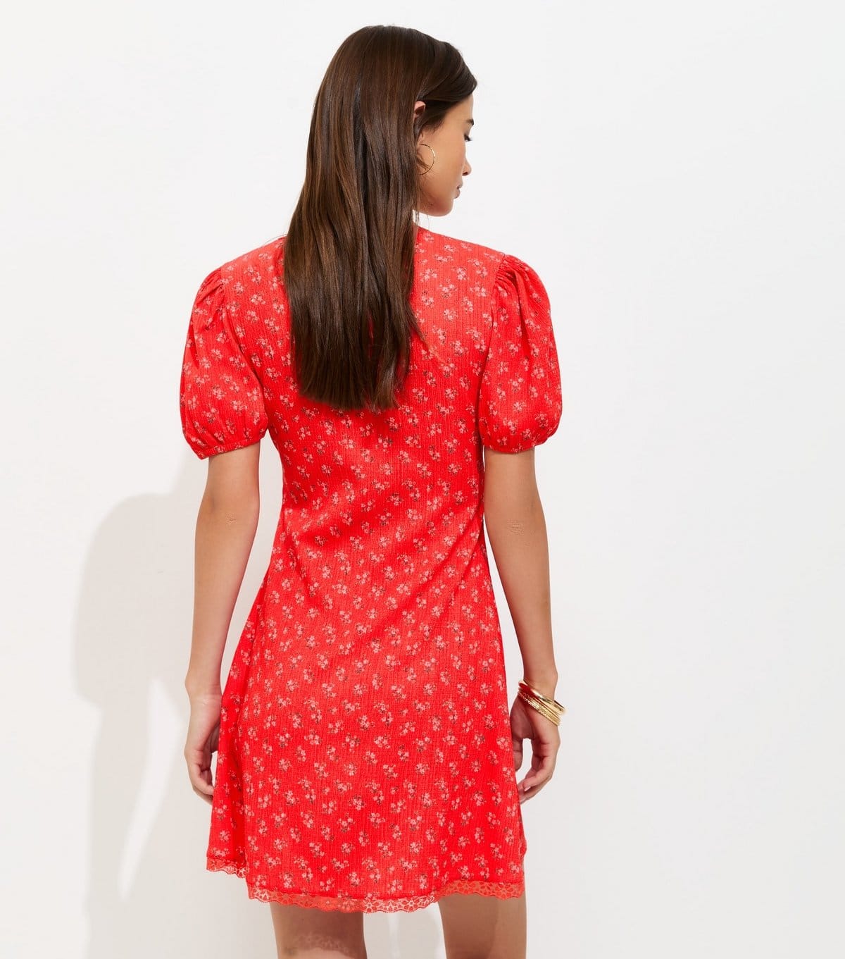 New Look Women's Red Ditsy Floral Short Sleeve Mini Dress New Look - 4