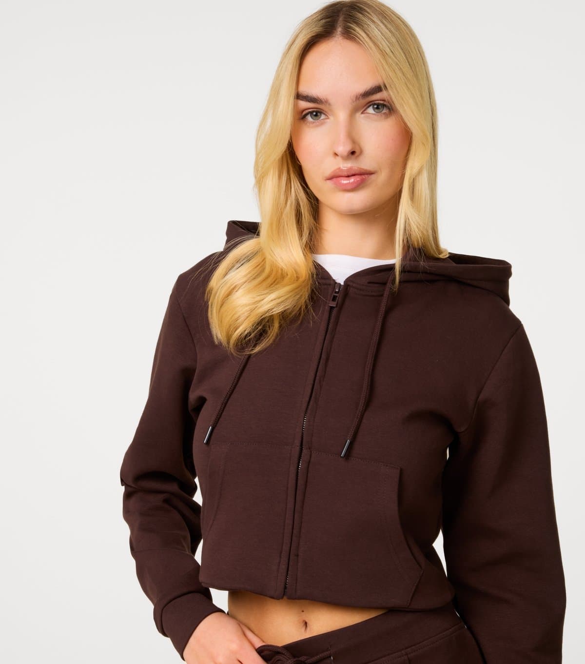 Pink Vanilla Pink Vanilla Dark Brown Zip Front Hoodie