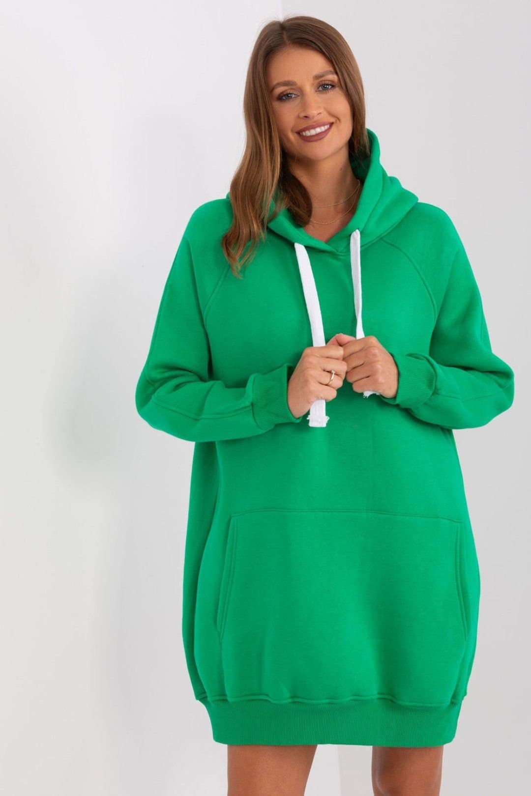 Love Lace Love Lace Women's Long Hooded Sweatshirt with Kangaroo Pocket in Green