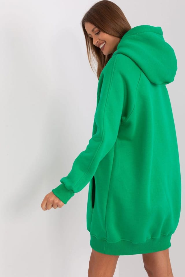 Love Lace Love Lace Women's Long Hooded Sweatshirt with Kangaroo Pocket in Green - 3