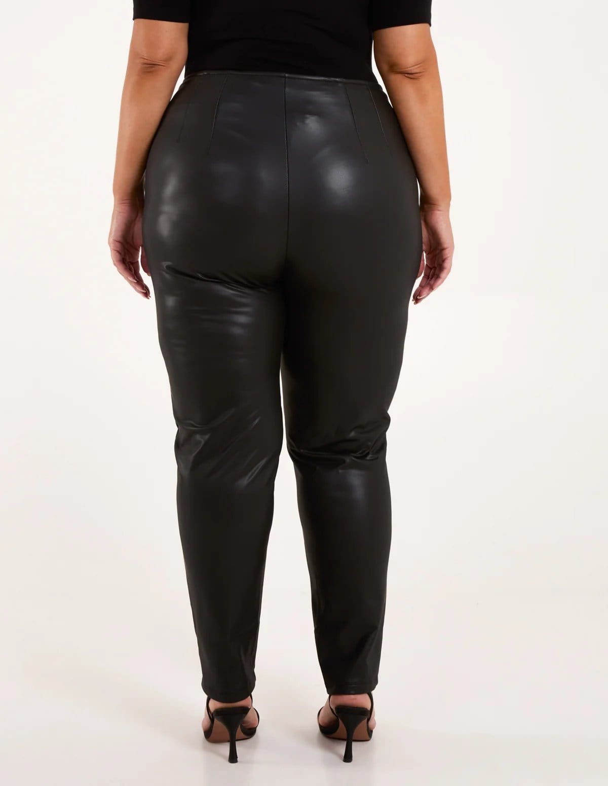 Blue Vanilla Curve Matte PU Leather Tailored Trousers - 4
