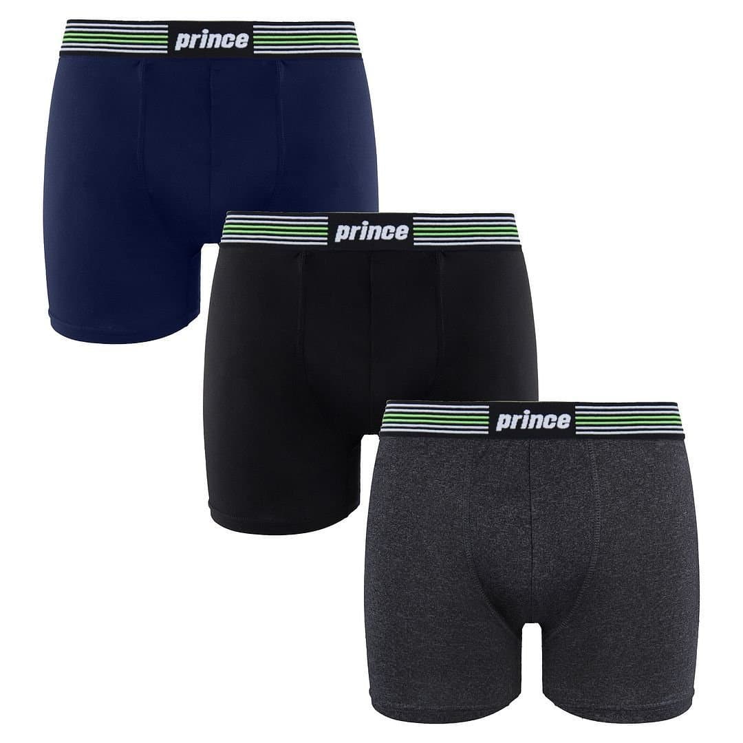 Prince Prince Men's 3 Pack Black Dark Grey Boxers