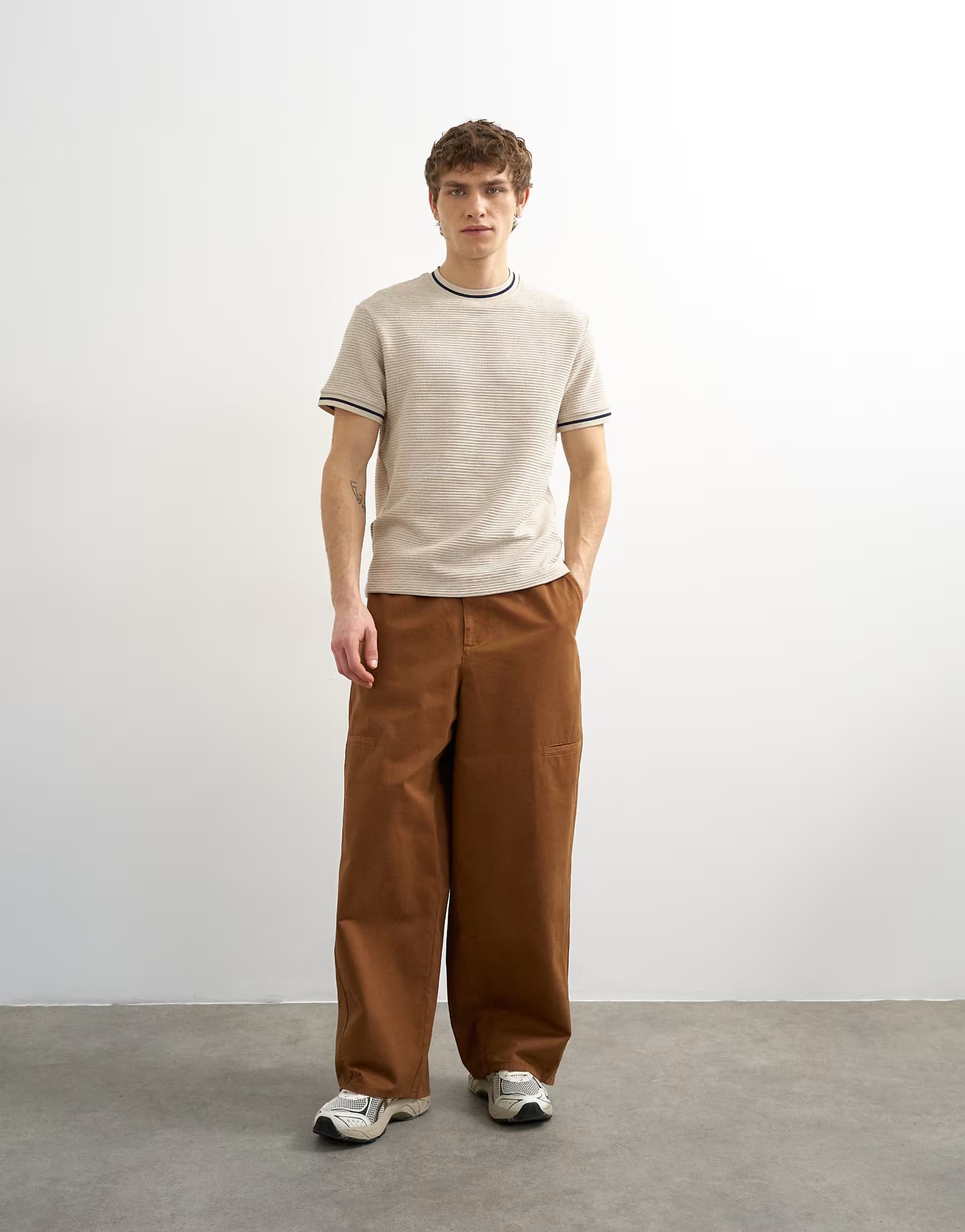 ASOS Topman baggy fit trousers with side pockets in brown