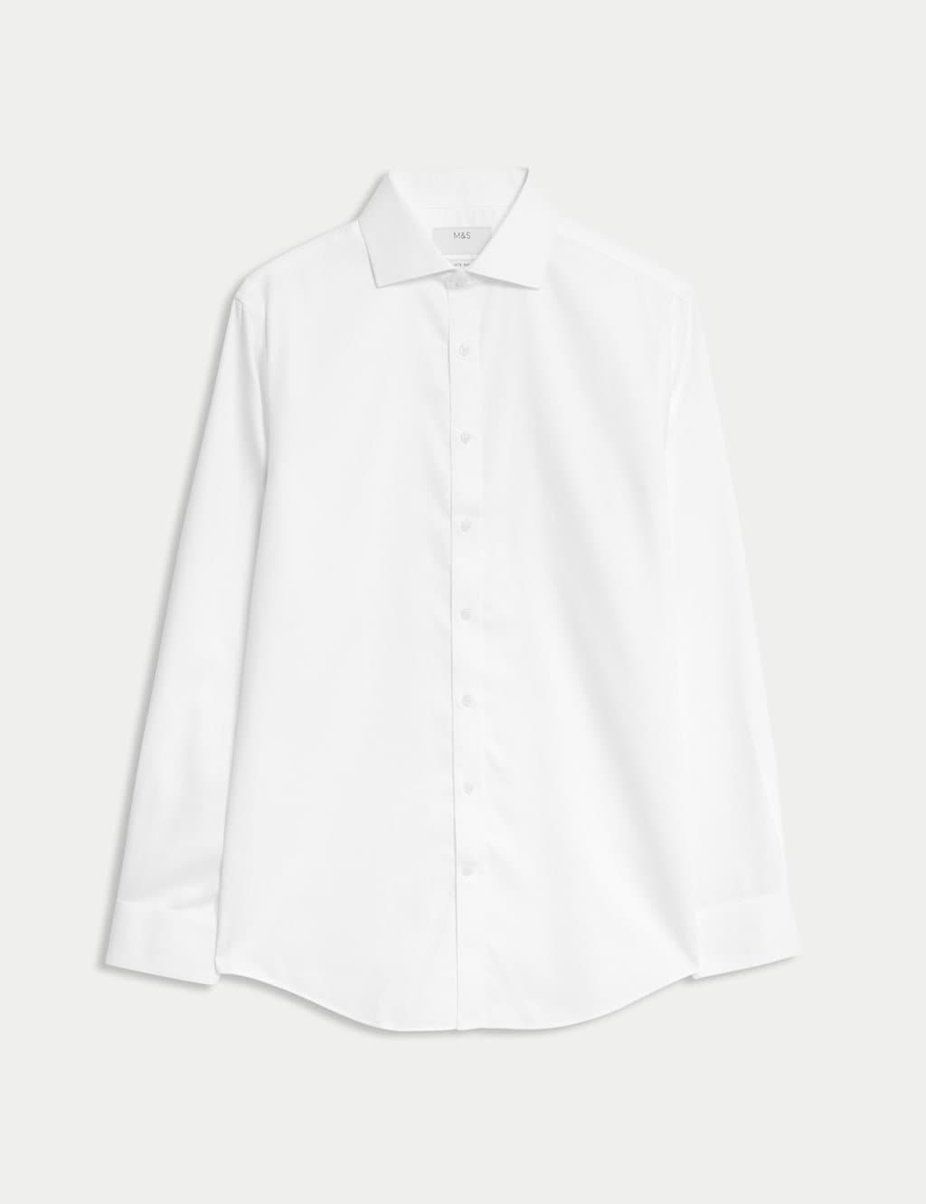 Marks & Spencer M&S Slim Fit Ultimate Non Iron Pure Cotton Textured Shirt White