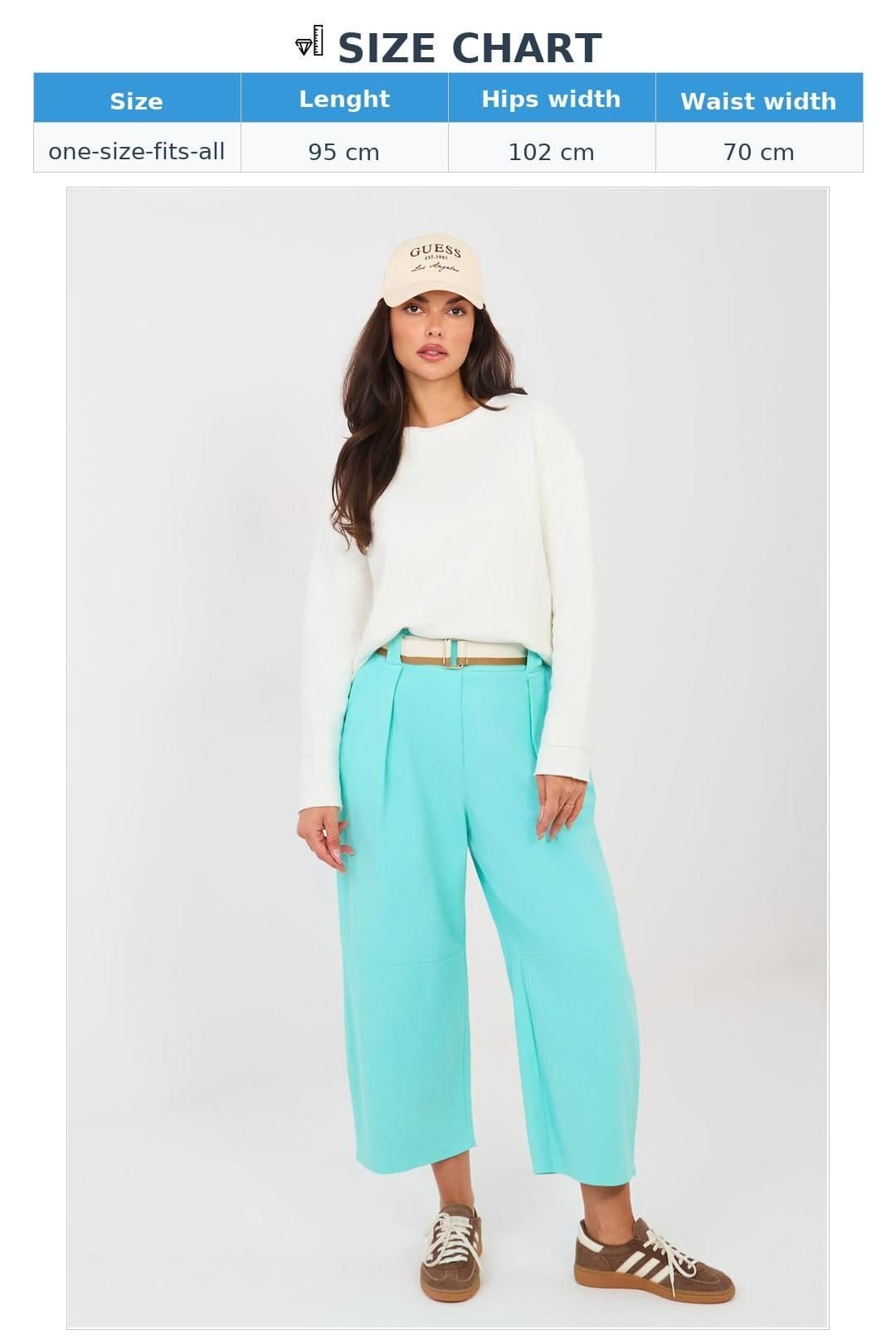 Love Lace Love Lace Women's High Waist Pleated Wide Leg Cotton Jeans Style 223634 in Blue - 4