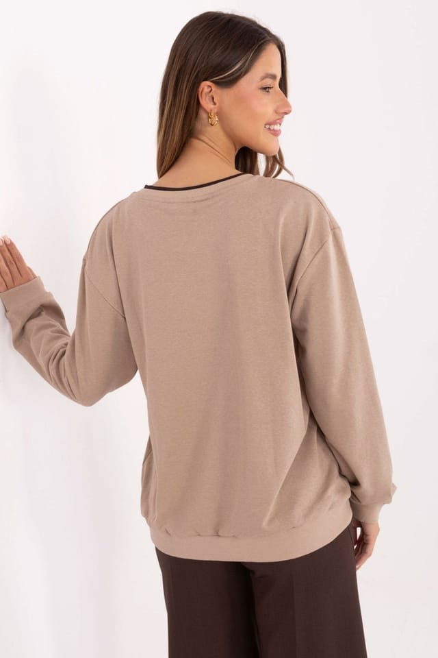 Love Lace Love Lace Women's Embroidered Casual Cotton Polyester Sweatshirt in Beige - 3