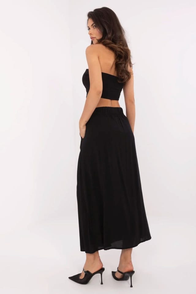 Love Lace Love Lace Women's Viscose Midi Skirt with Pockets in Black - 3