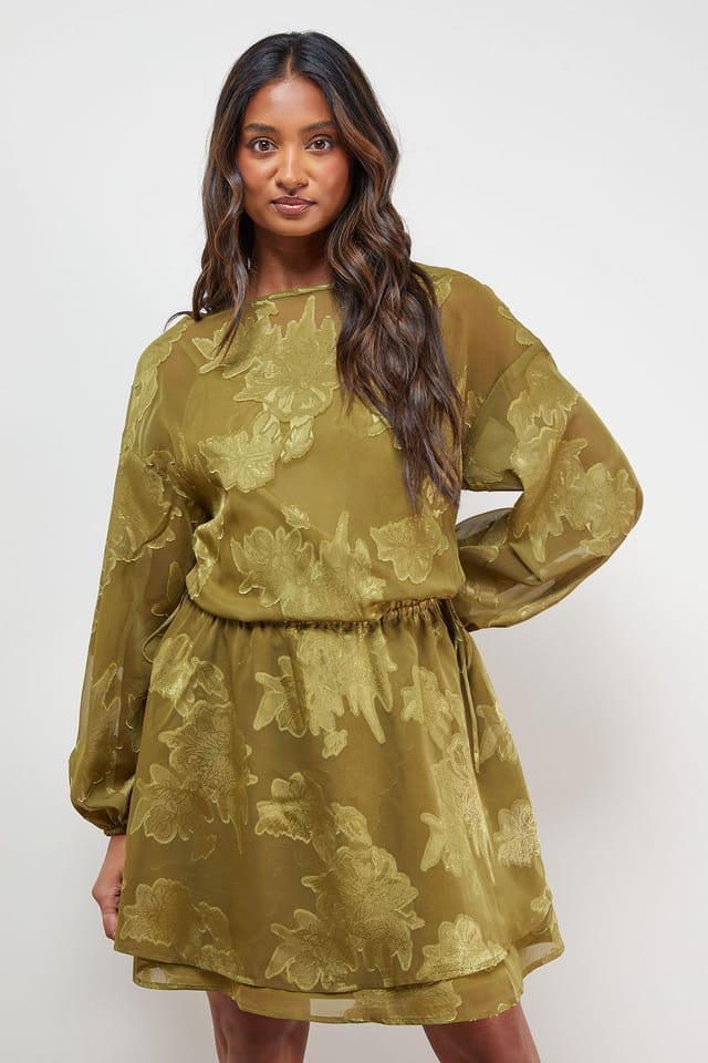 Oasis Oasis Women's Boho Tie Sleeve Mini Dress in Olive - 2