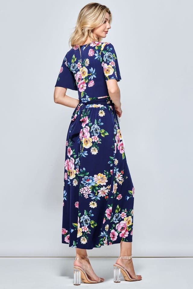 Jolie Moi Jolie Moi Women's Shreya Jersey Angel Sleeve Maxi Dress in Blue - 2