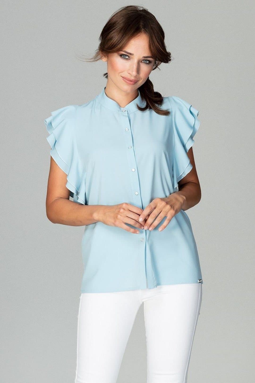 Love Lace Love Lace Blue Loose Fit Frilled Sleeve Shirt