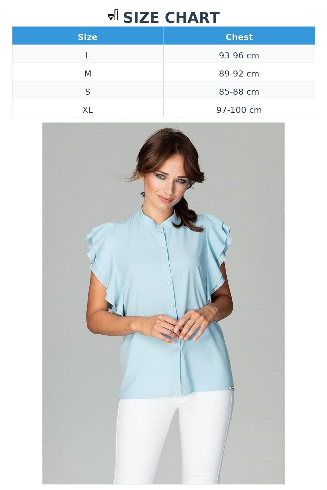 Love Lace Love Lace Women's Timeless Loose Fit Shirt with Frilled Sleeves in Blue - 4
