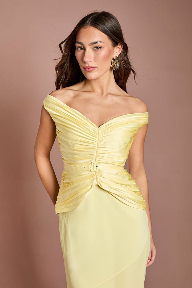 Coast Coast Women's Pleated Bodice Fishtail Maxi Dress in Yellow - 2