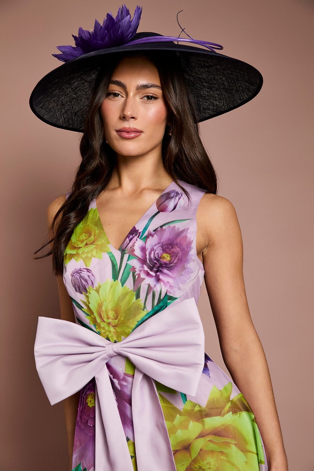 Coast Coast Women's Lisa Tan Bow Front Floral Midi Dress in Lilac - 4
