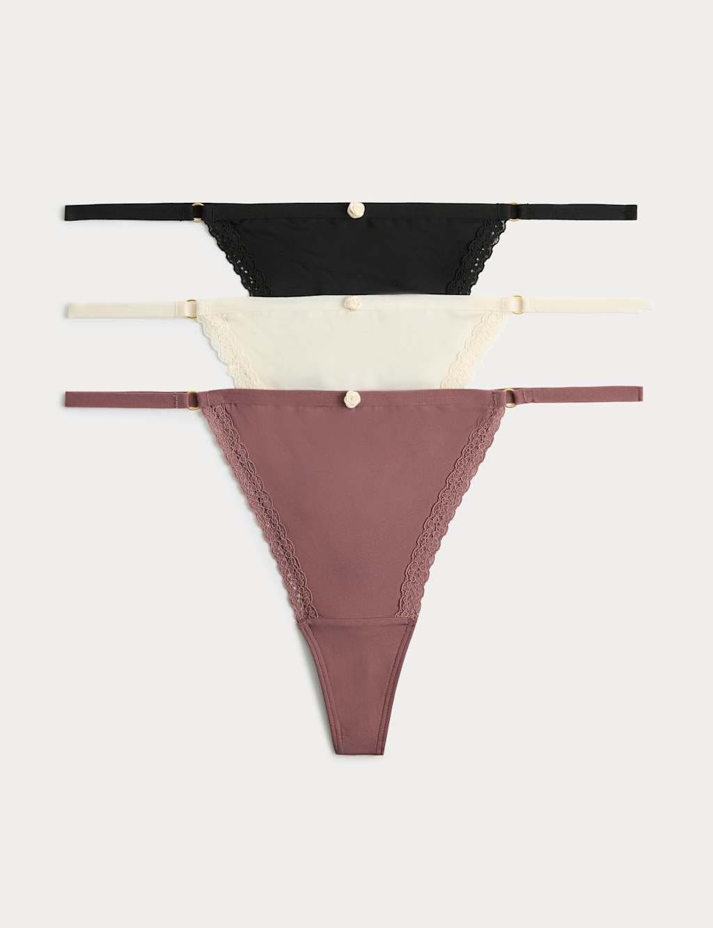 Marks & Spencer M&S 3 Pack Microfibre G String Thongs Black Mix