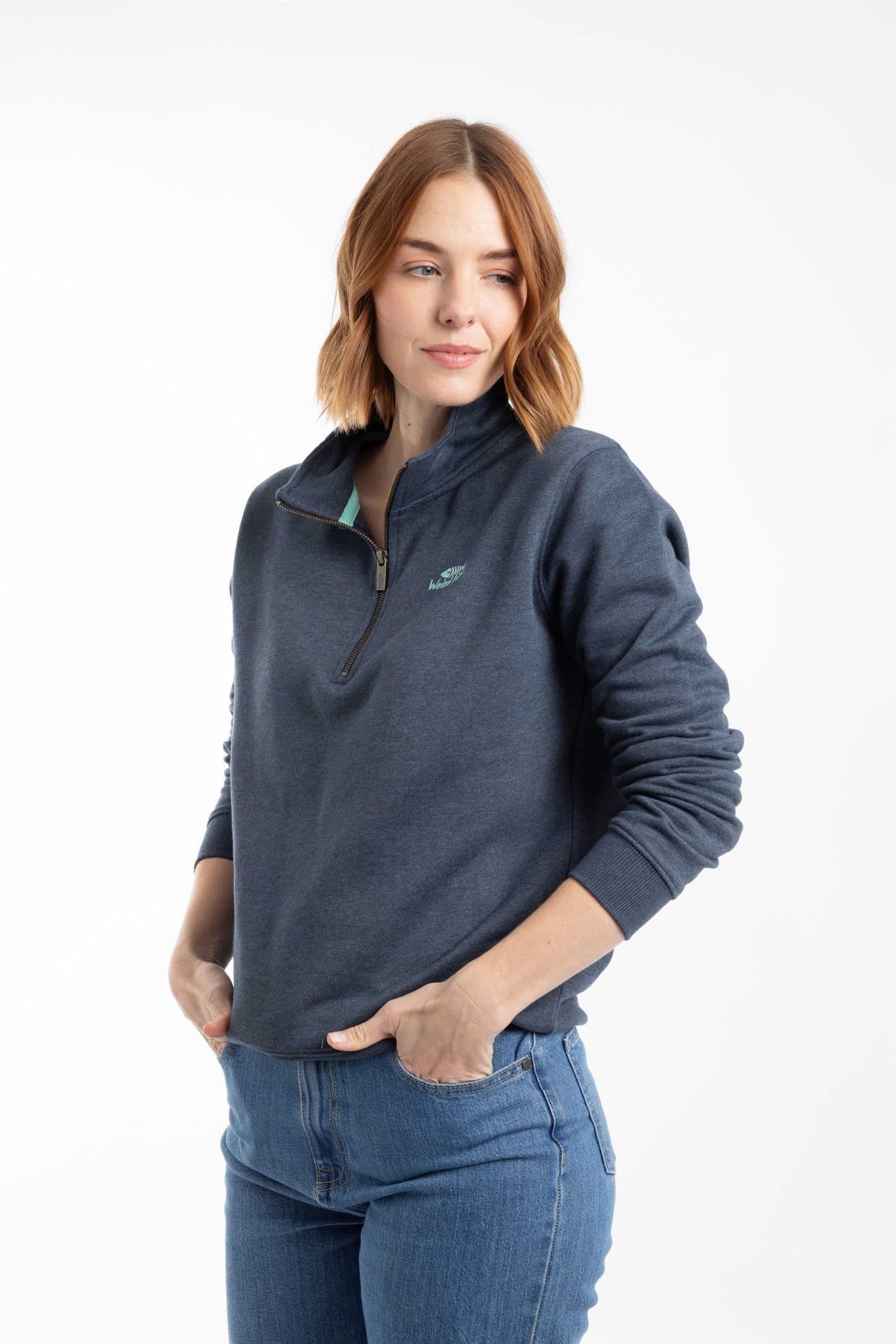 Weird Fish Weird Fish Women's Avery 1/4 Zip Sweatshirt in Navy