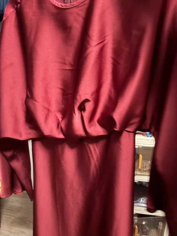 ASOS Modest satin wine colored dress