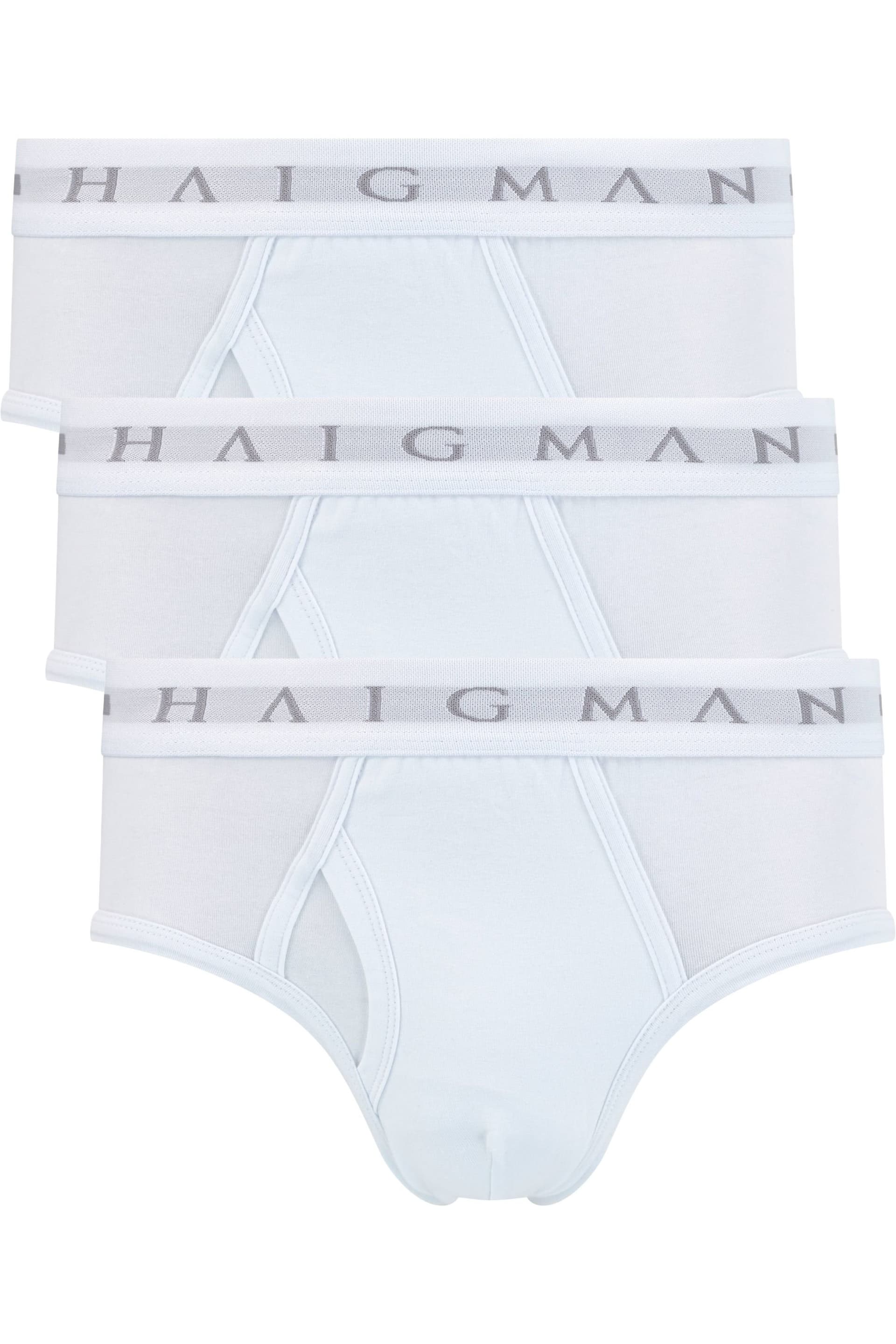 Haigman Haigman Men's Men's 3 Pack Cotton Stretch Modern Briefs in White