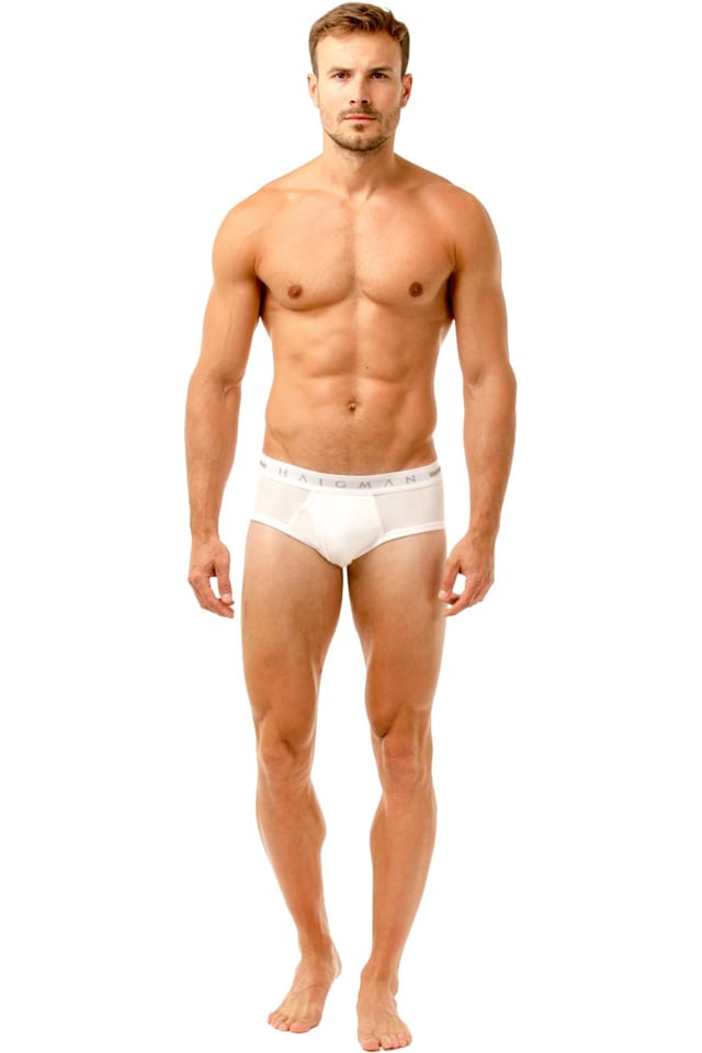 Haigman Haigman Men's Men's 3 Pack Cotton Stretch Modern Briefs in White - 2