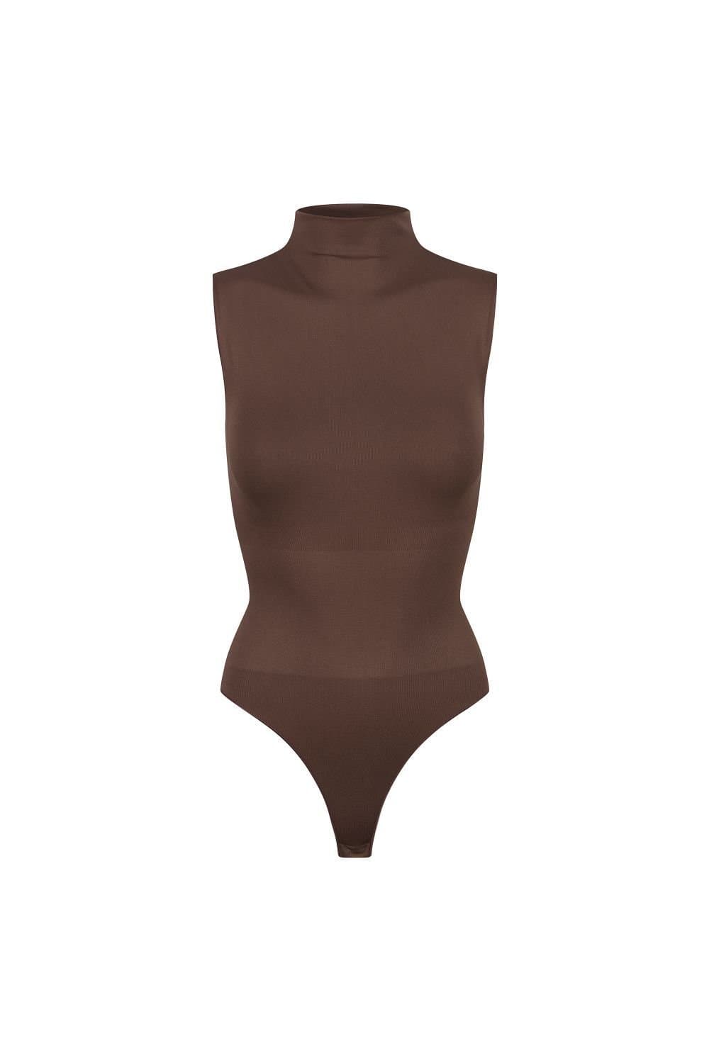 Ruey Ruey Women's Sleeveless Turtleneck Sculpting Bodysuit in Brown