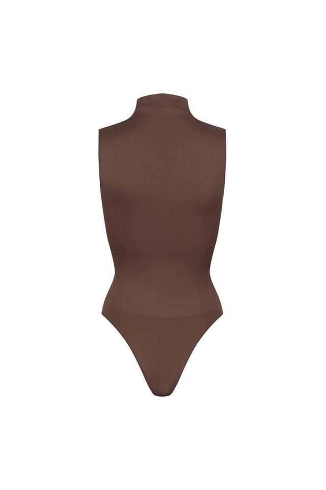 Ruey Ruey Women's Sleeveless Turtleneck Sculpting Bodysuit in Brown - 2