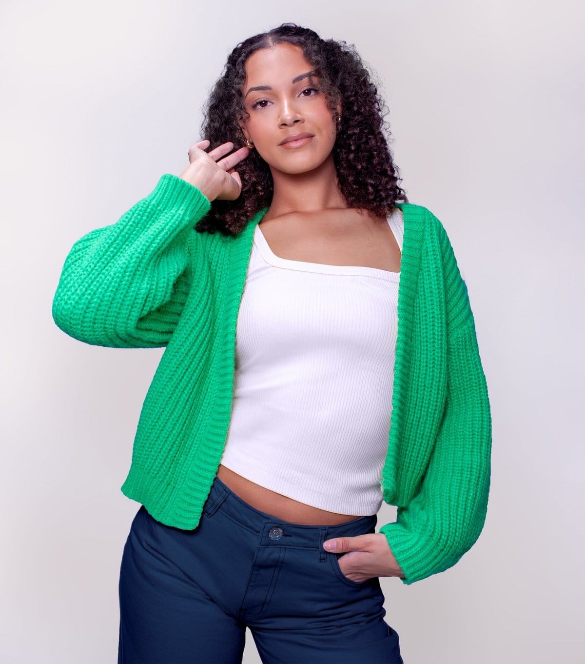 Sunshine Soul Women's Bright Green Ribbed Knit Cardigan Sunshine Soul New Look - 1
