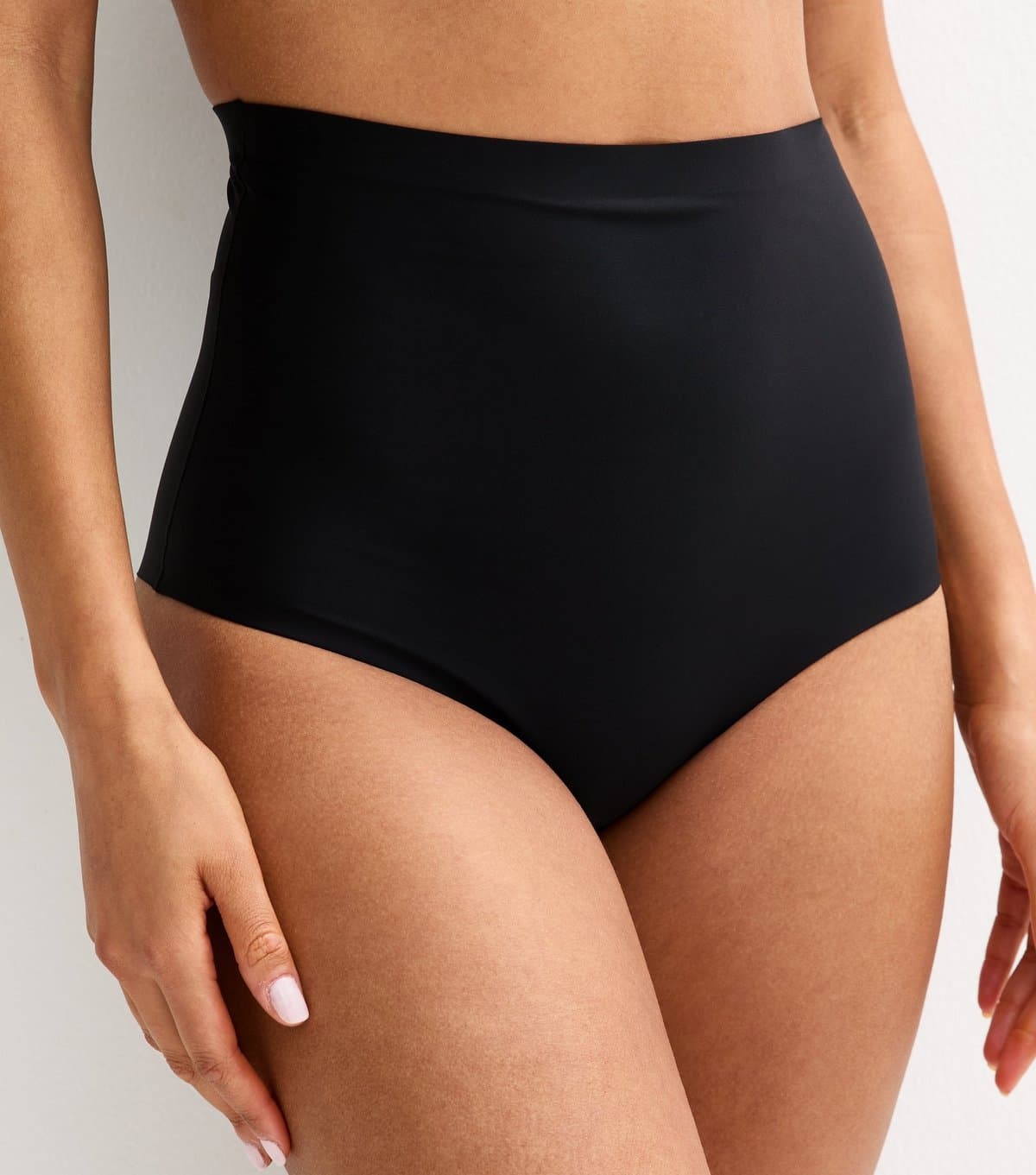 New Look Women's Black Bonded Smooth High Waisted Medium Control Shaping Brazilian Briefs New Look