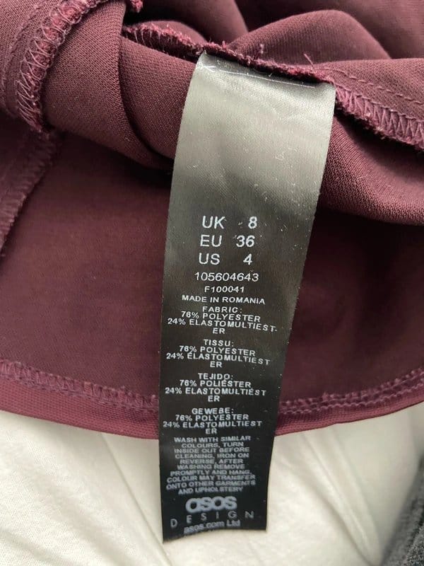 ASOS Burgundy High Neck Flattering Top Size 8
