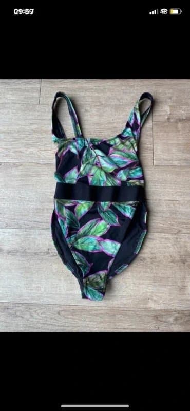 ASOS Tropical leaf black swimsuit, size 6, ASOS