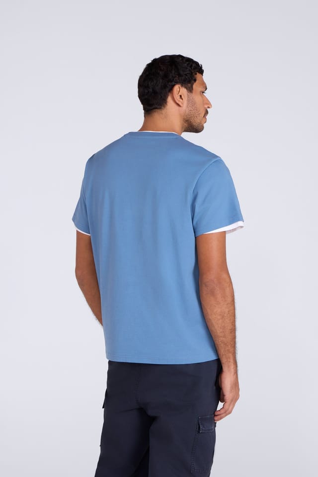 Animal Animal Men's 'Icon' Logo Print Lightweight Cotton Relaxed Fit Casual T-Shirt in Blue - 3