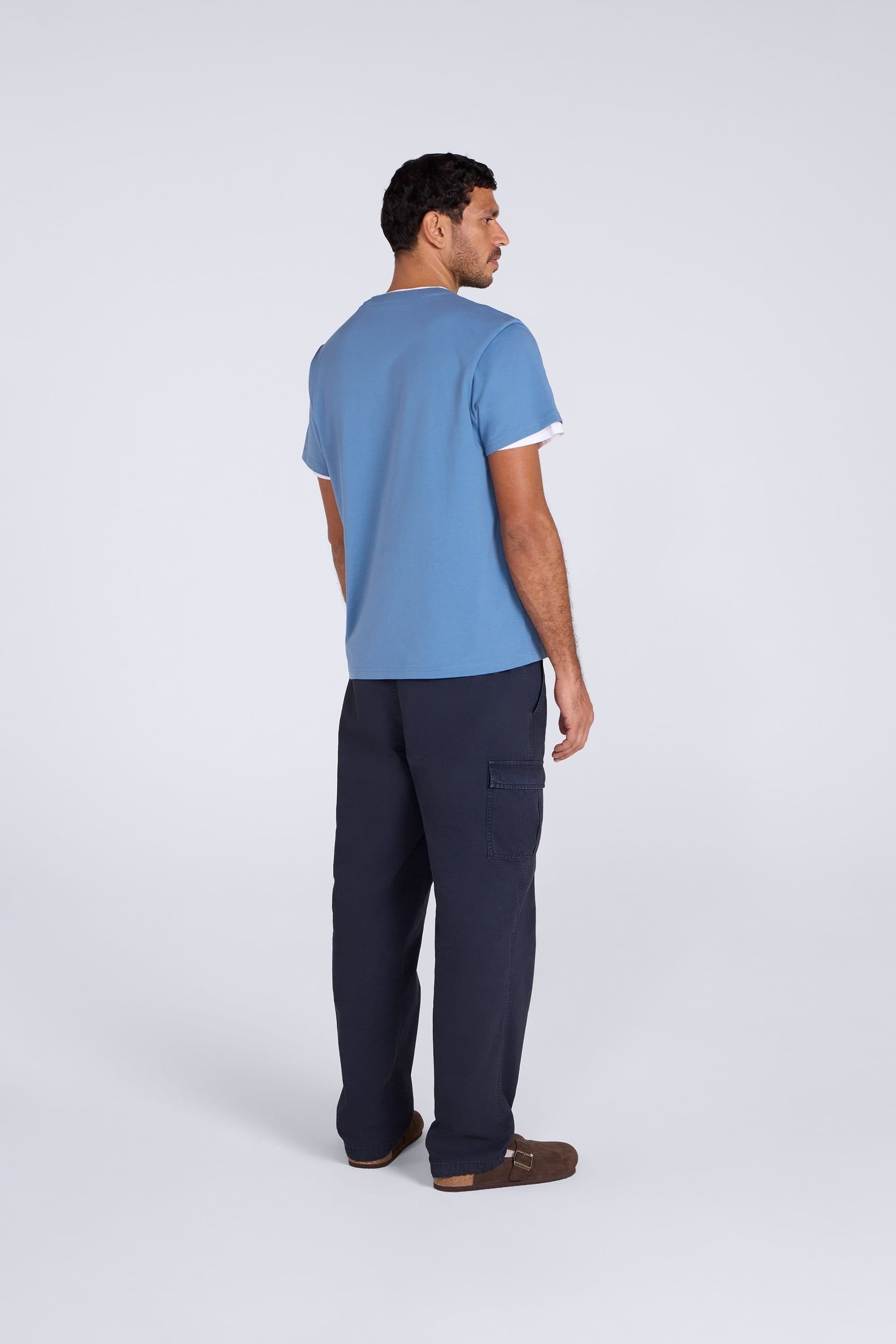 Animal Animal Men's 'Icon' Logo Print Lightweight Cotton Relaxed Fit Casual T-Shirt in Blue - 4