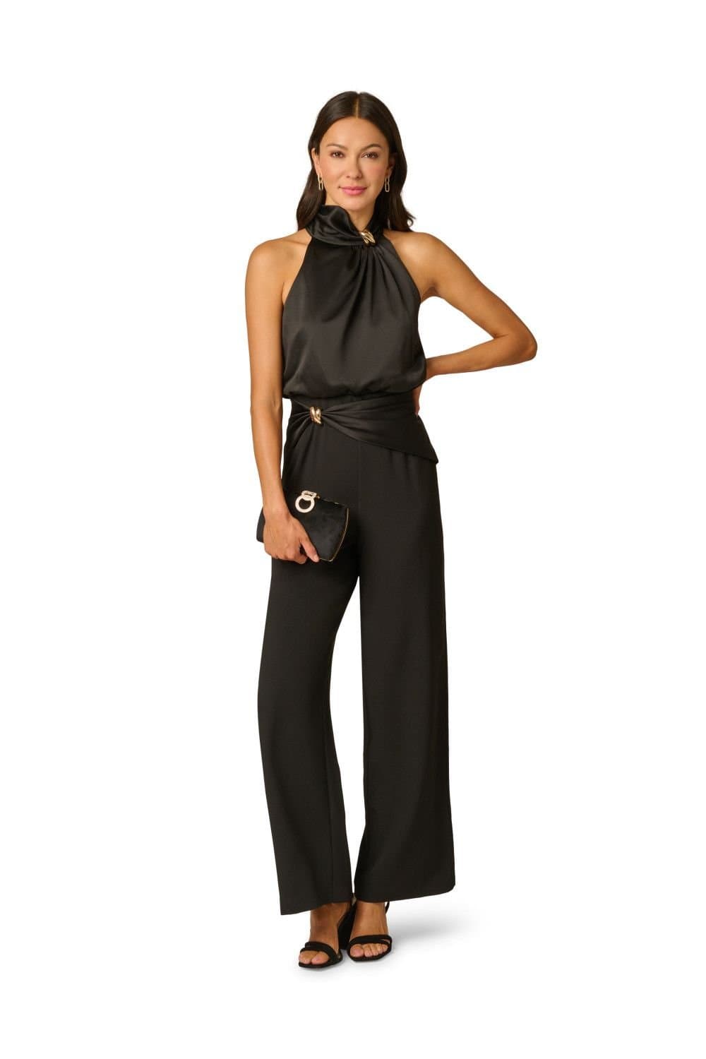 Adrianna Papell Adrianna Papell Women's Satin Crepe Jumpsuit in Black