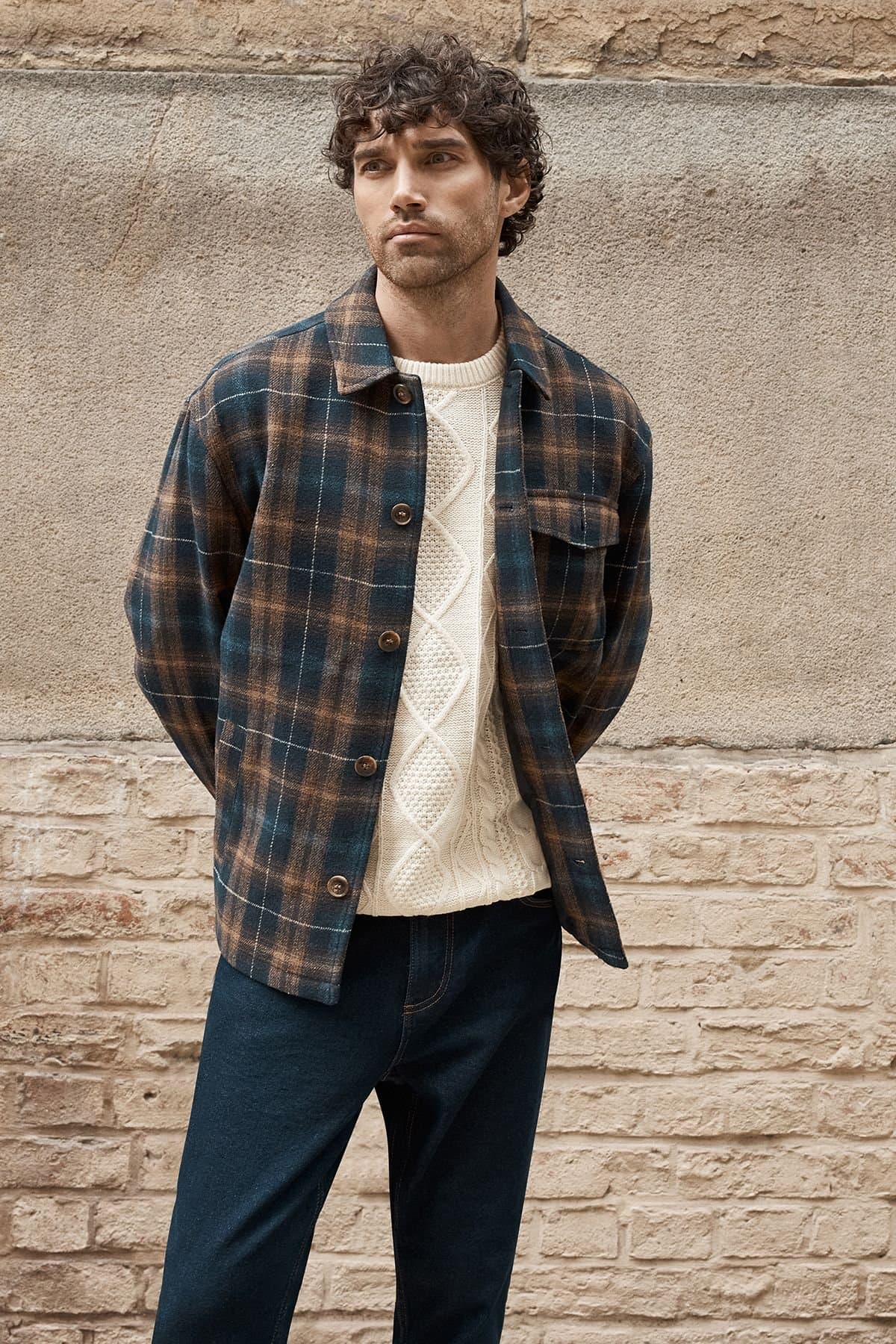 Burton Burton Men's Navy Check Wool Look Short Jacket