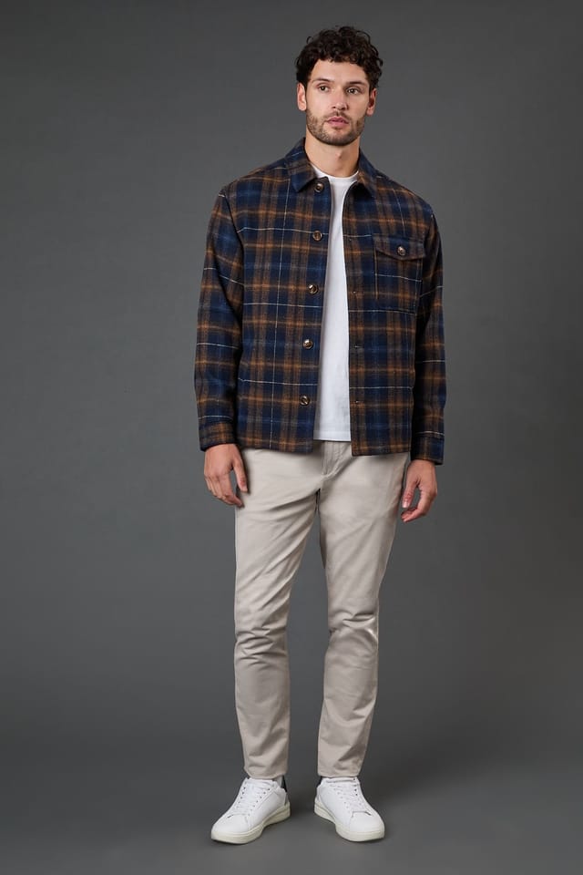 Burton Burton Men's Navy Check Wool Look Short Jacket - 2