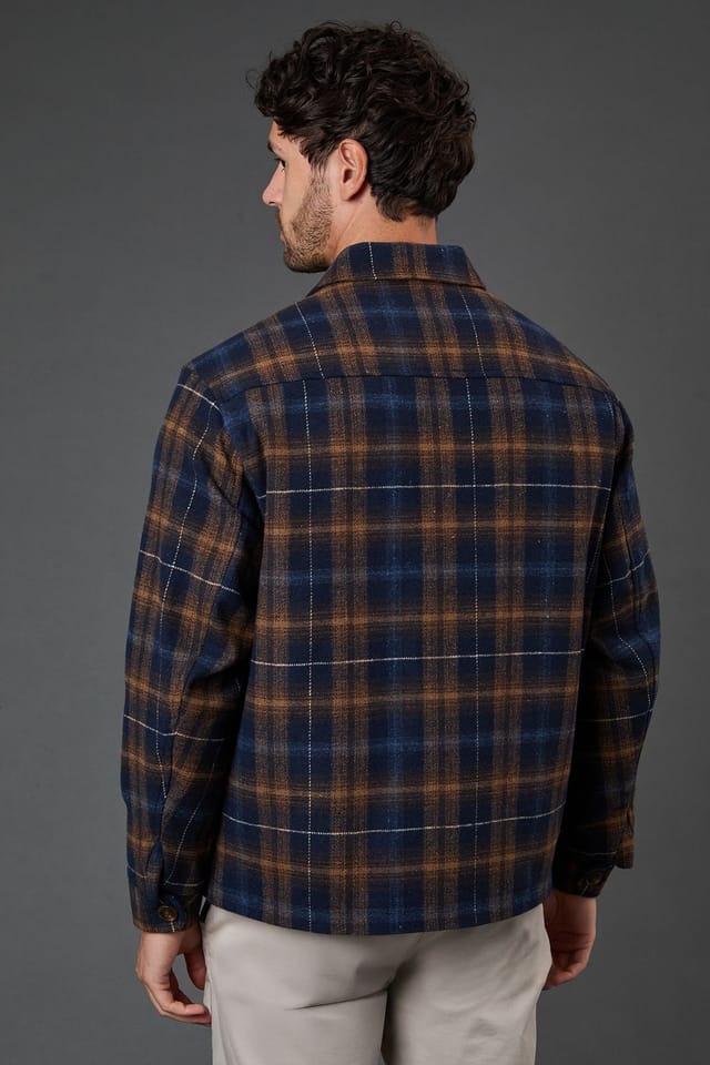 Burton Burton Men's Navy Check Wool Look Short Jacket - 3