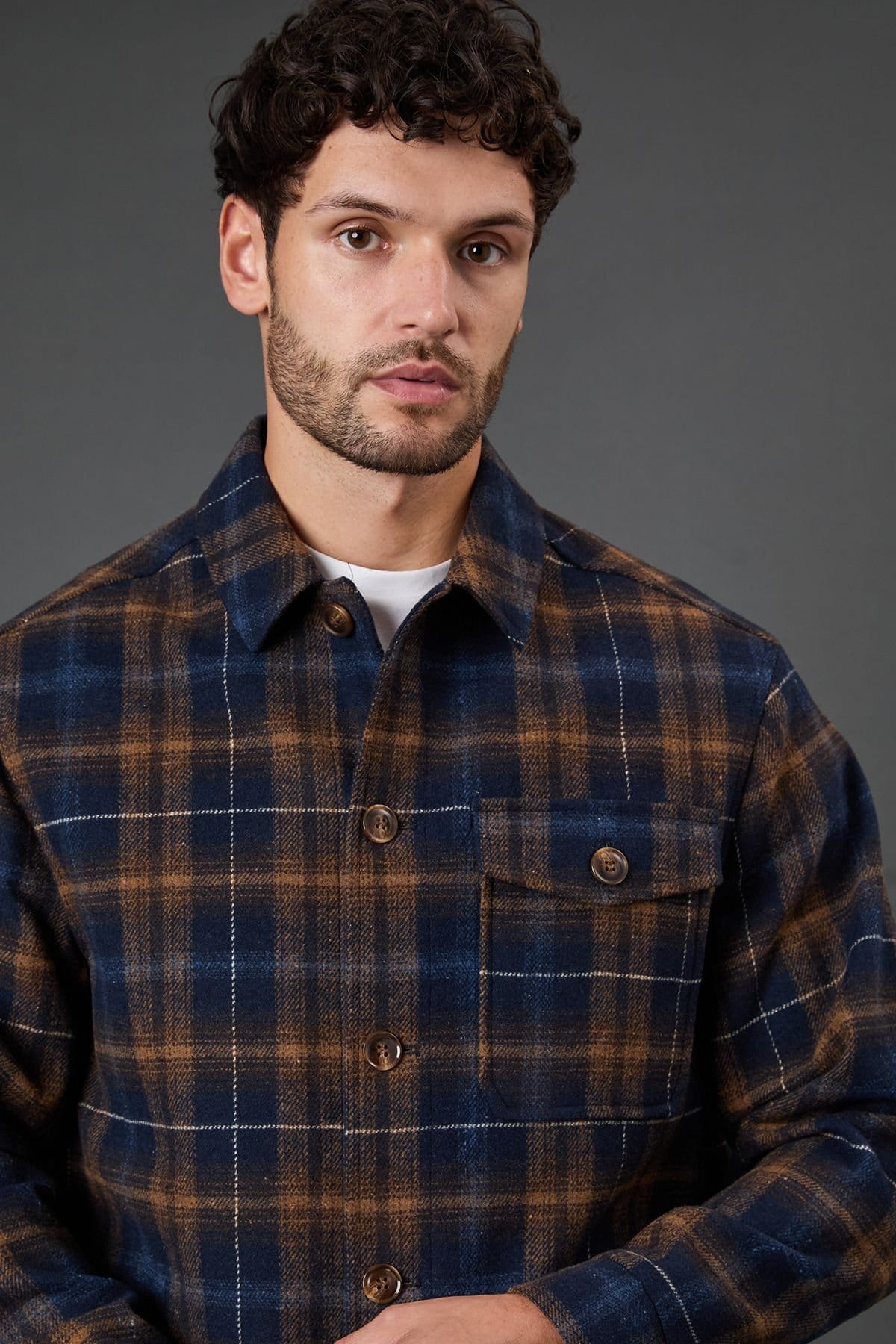 Burton Burton Men's Navy Check Wool Look Short Jacket - 4