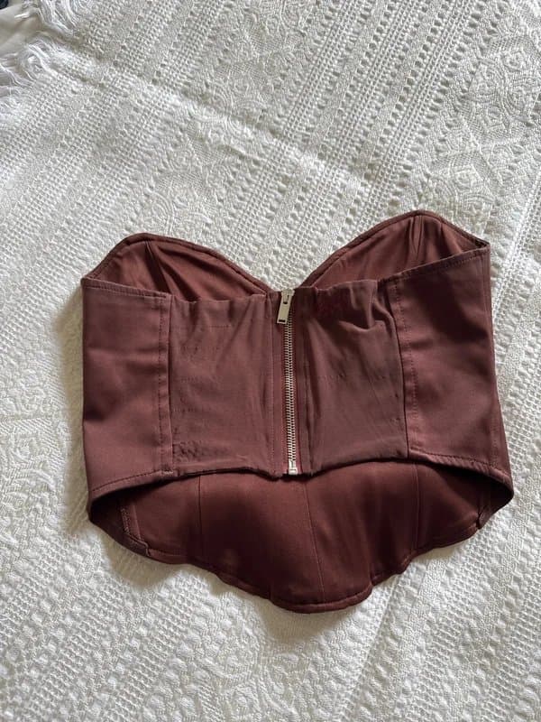 Bershka Brown Silky Corset Top