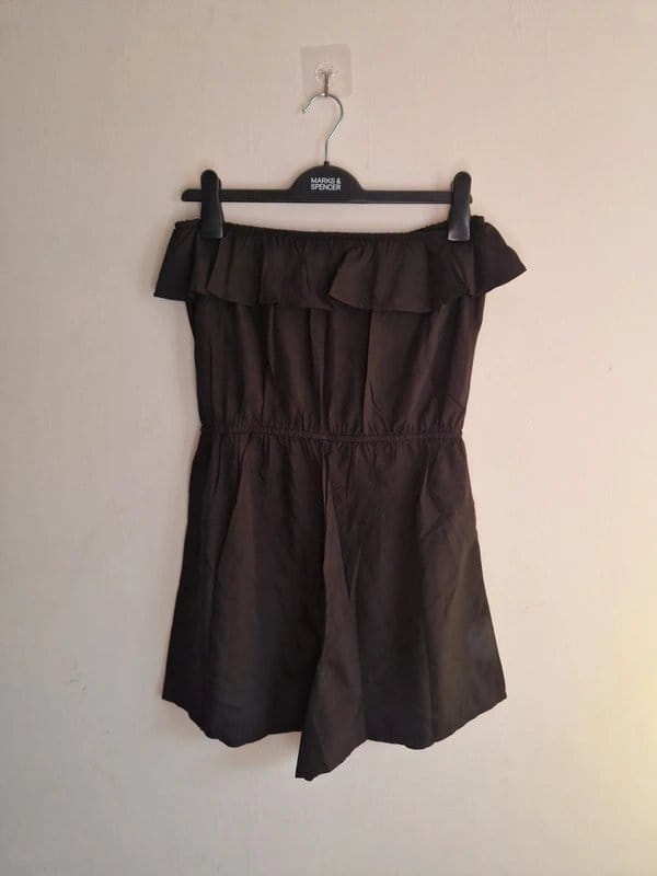 Studio Black Off Shoulder Playsuit Size 12/14 Frill Bardot Summer