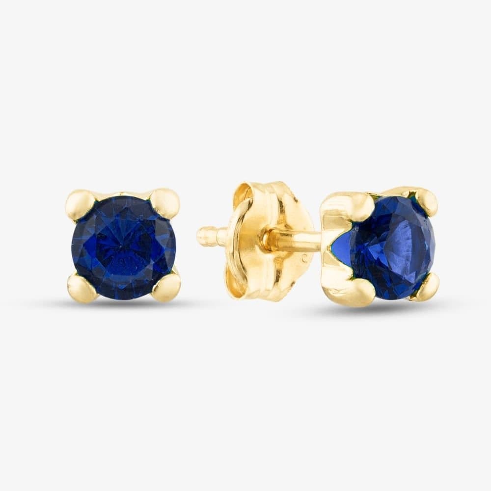 T.H.Baker T.H.Baker Women's 9ct Yellow Gold September Blue Birthstone Stud Earrings 1.59.1857