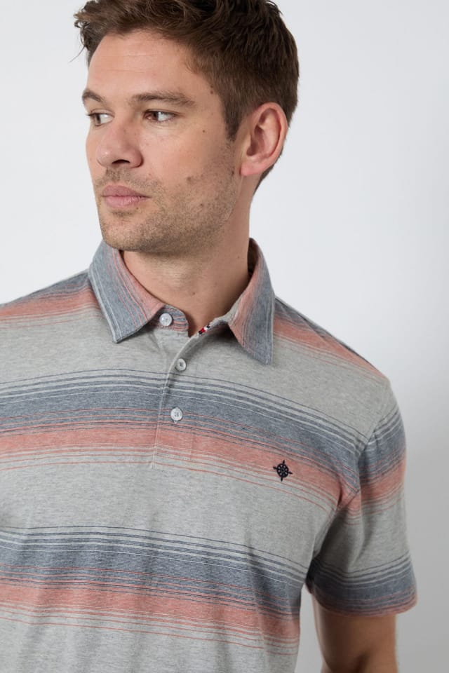Maine Maine Men's Pink Variegated Stripe Polo Shirt - 2