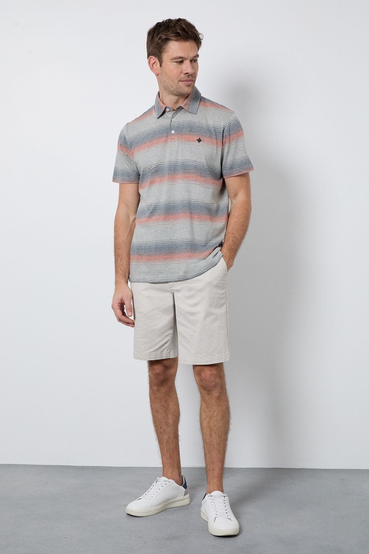 Maine Maine Men's Pink Variegated Stripe Polo Shirt - 4