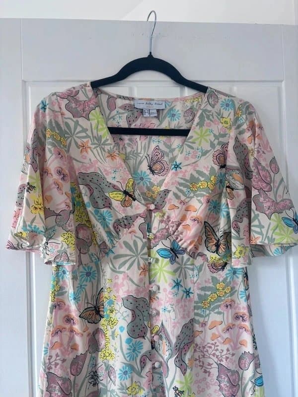 Never Fully Dressed Never Fully Dressed button front frill angel sleeve midi dress size 12