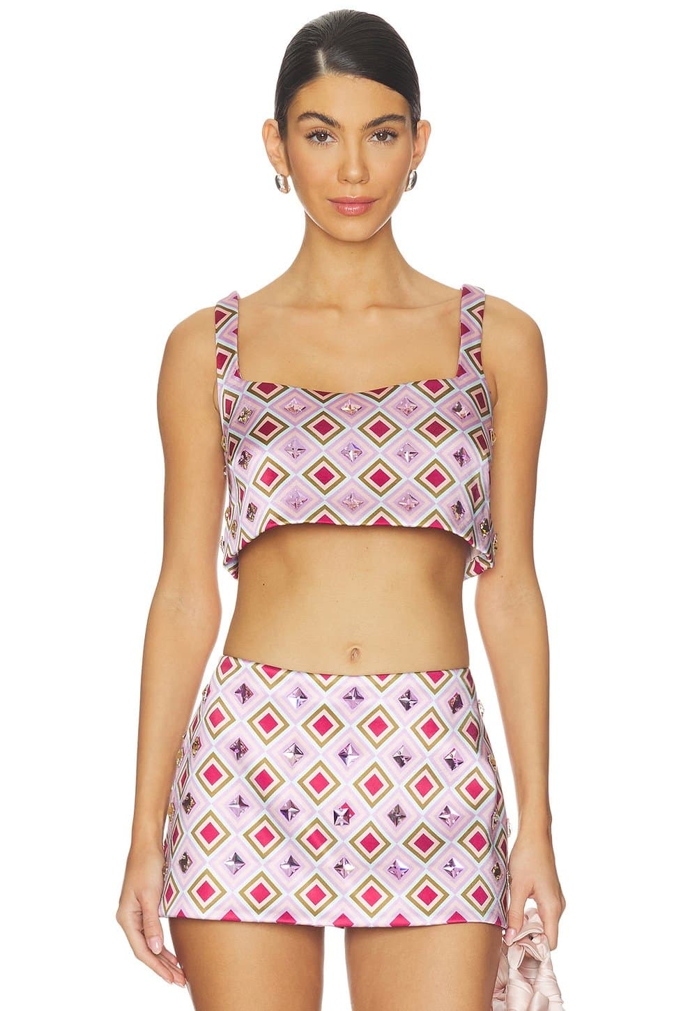 revolve Revolve Retrofete Geometric Tile Crop Top in Lavender